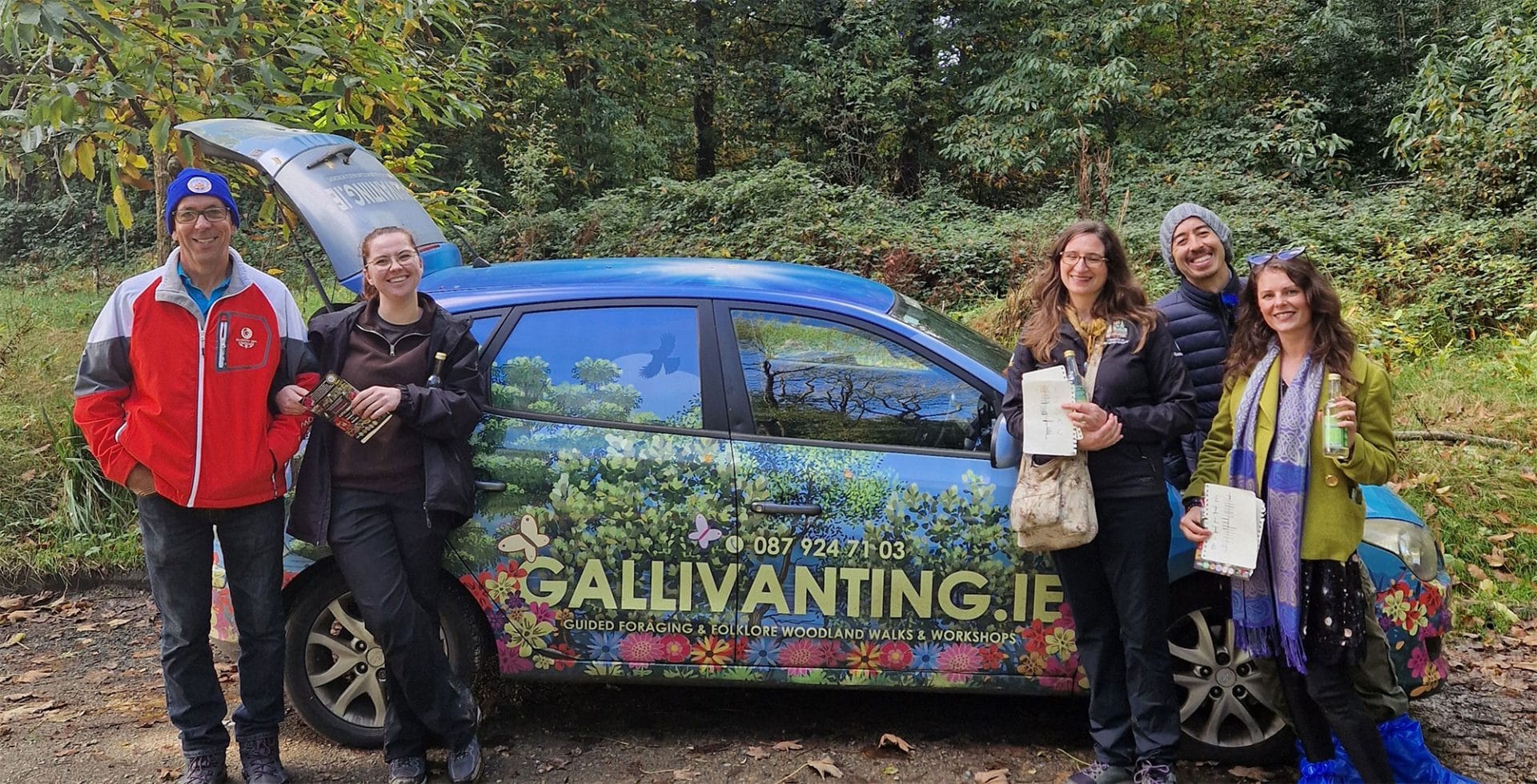 Guests learning tree lore and forest ecology during woodland workshop